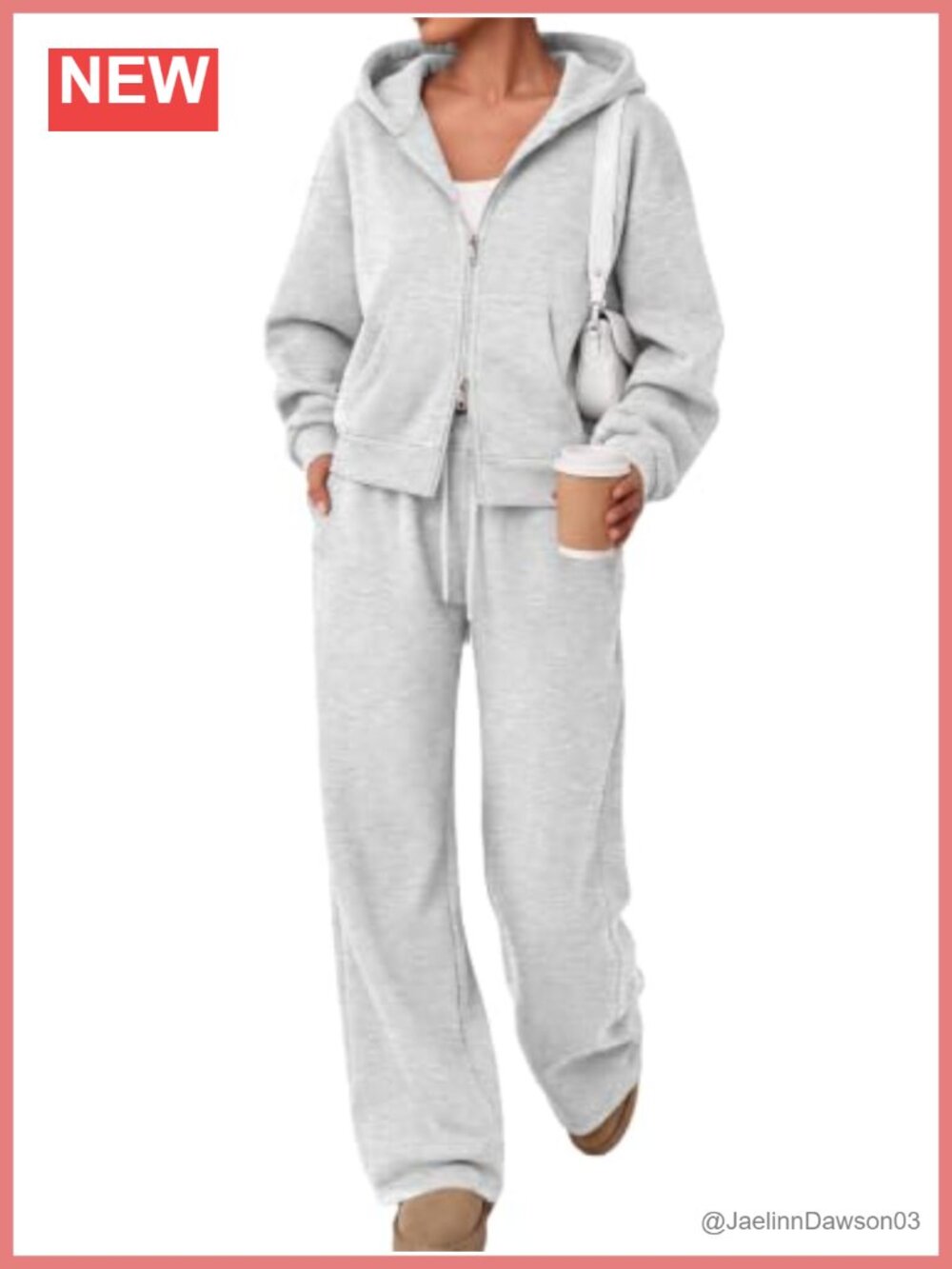 Women's 2 Piece Zip Up Sweat Set Oversized Hoodie Wide Leg Sweatpants Cotton